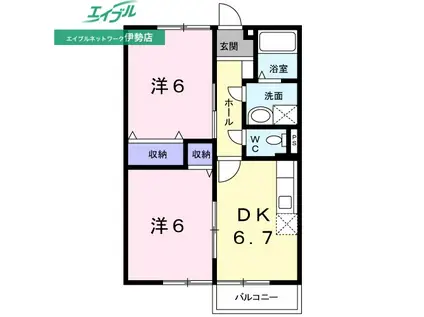 ハイツビレッジコート(2DK/1階)の間取り写真