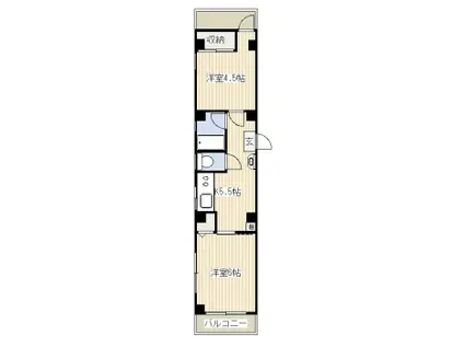 仙川第一ビル(2K/3階)の間取り写真