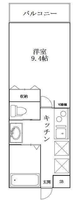 センチュリーオークB(1K/1階)の間取り写真