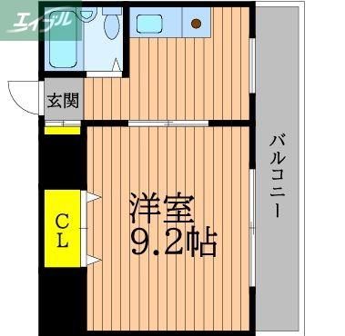 カーサ・グランディール(1DK/3階)の間取り写真