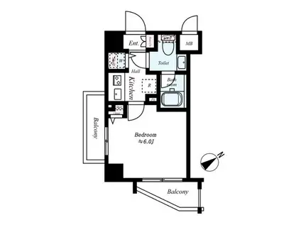 LEA横濱ウエストステージ(1K/6階)の間取り写真