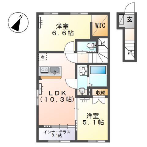 ソラーナ(2LDK/2階)の間取り写真