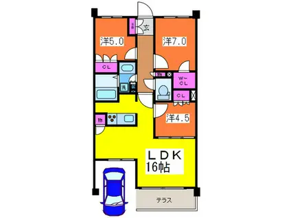 PARK CUBE 平和台(3LDK/1階)の間取り写真