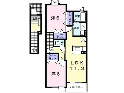 サンエイツプレインA(2LDK/2階)の間取り写真