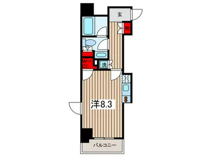 レジディア月島II(ワンルーム/8階)の間取り写真