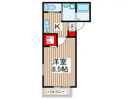 ラストーリア(1K/1階)の間取り写真