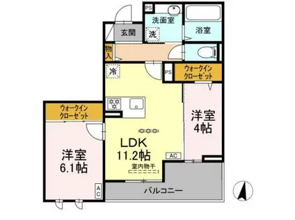 フース コーシェリ(2LDK/1階)の間取り写真