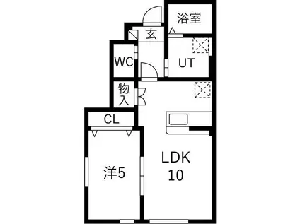 LOU LOU B(1LDK/1階)の間取り写真