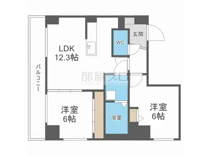 エストレーラ澄川(2LDK/9階)の間取り写真