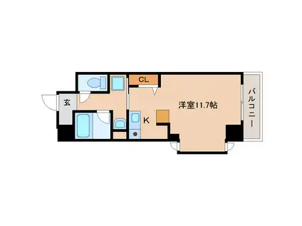 フレアコート奈良(ワンルーム/7階)の間取り写真