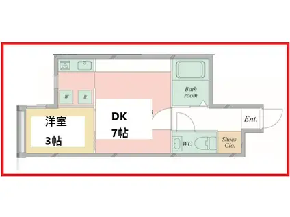 キャンプ デービット(1DK/1階)の間取り写真