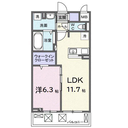 ブランノワレ(1LDK/2階)の間取り写真