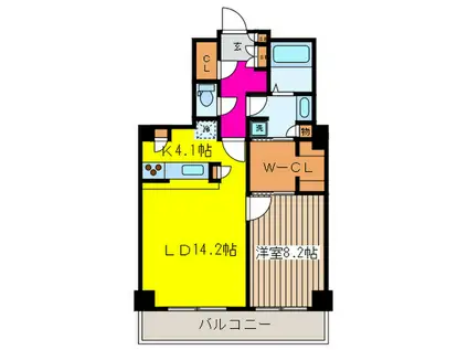 トルナーレ日本橋浜町(1LDK/27階)の間取り写真