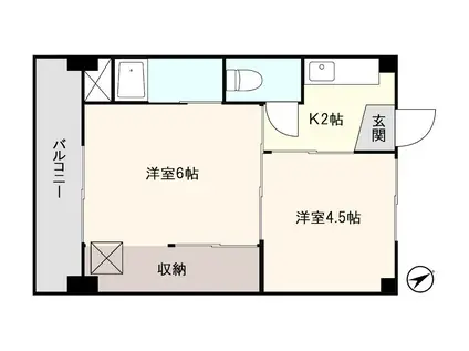 アシスト上越マンションI(2K/1階)の間取り写真