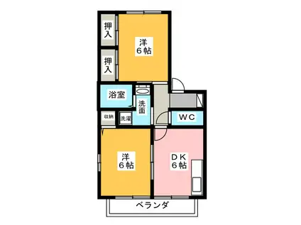 エネリスC(2DK/1階)の間取り写真