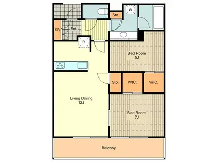 シティタワー国分寺ザ・ツイン ウエスト(2LDK/19階)の間取り写真