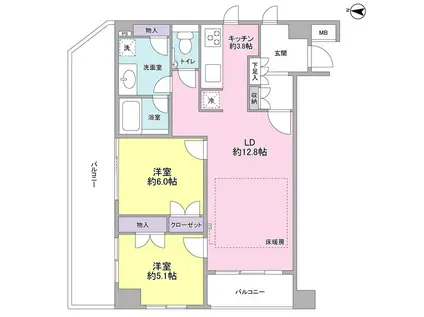 ザセンチュリーミヤザキダイ(2LDK/2階)の間取り写真
