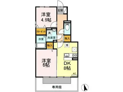 アルフレッサ(2DK/1階)の間取り写真