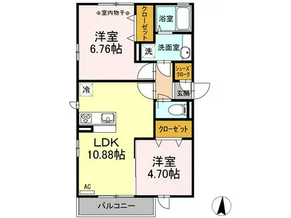 アンジェリカ(2LDK/2階)の間取り写真
