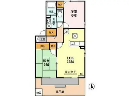 ボヌール A(2LDK/1階)の間取り写真