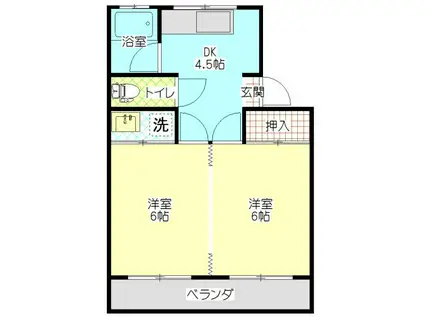 コーポ中沢1号館(2DK/2階)の間取り写真