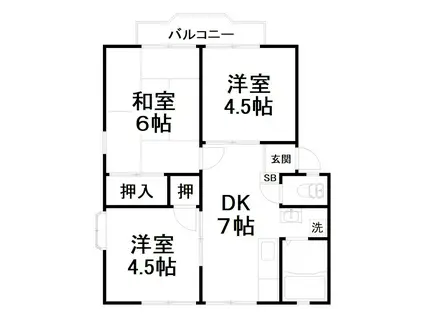 アルカディア大津(3DK/2階)の間取り写真