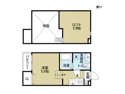 ミネルバ(1K/1階)の間取り写真