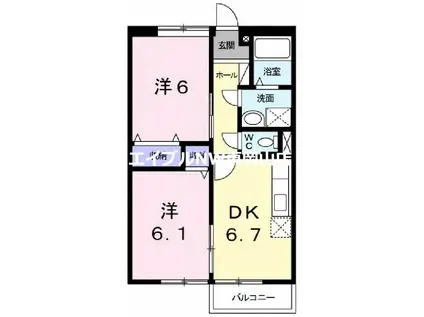 メゾン・ドゥ・コリーヌA(2DK/2階)の間取り写真