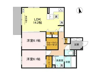 FIELD COURT(2LDK/1階)の間取り写真