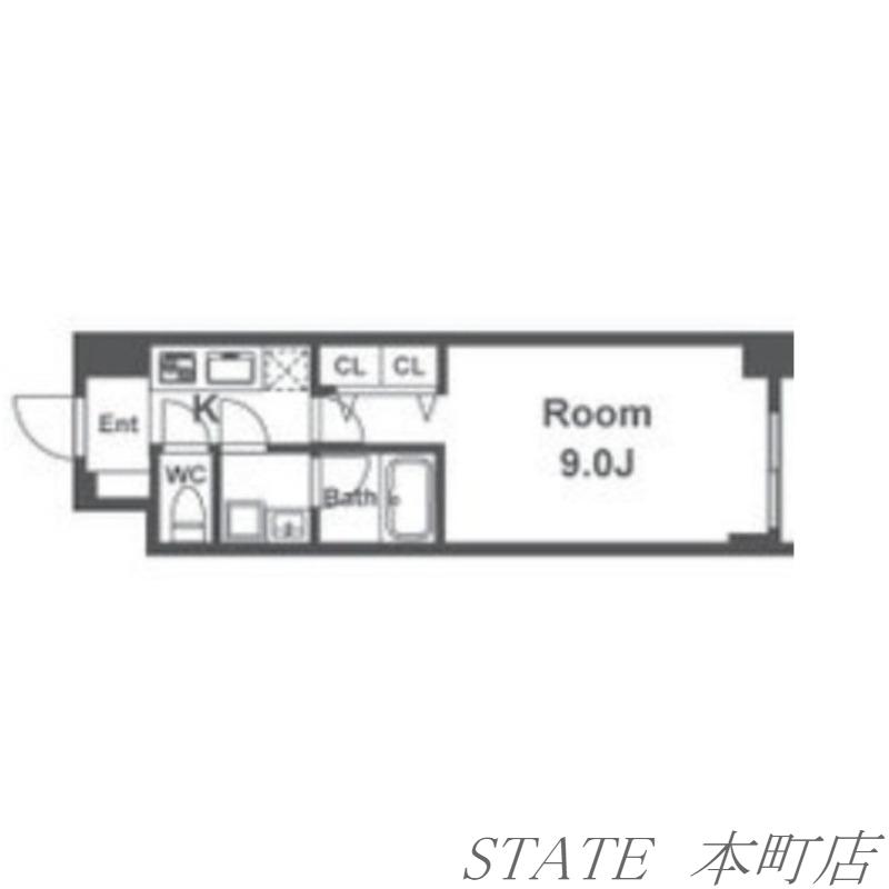 スプランディッド淀屋橋DUE(1K/4階)の間取り写真
