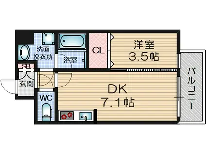 アンフィニXVIIマローネ(1DK/7階)の間取り写真