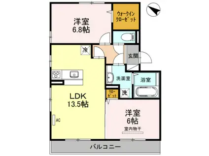 メゾン東原(2LDK/2階)の間取り写真