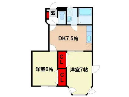 モント・ディダンス(2DK/1階)の間取り写真