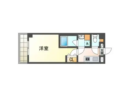 アシンメトリー三田(1K/1階)の間取り写真