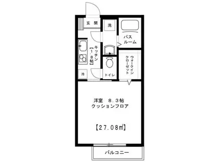 フラッツァ烏山(1K/2階)の間取り写真