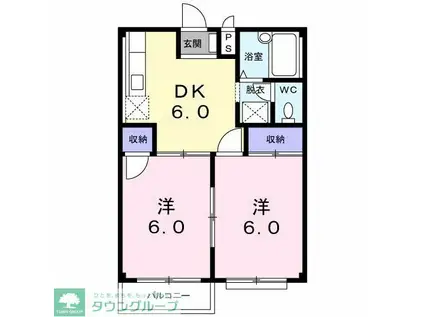 プレミールNAGAI(2DK/2階)の間取り写真