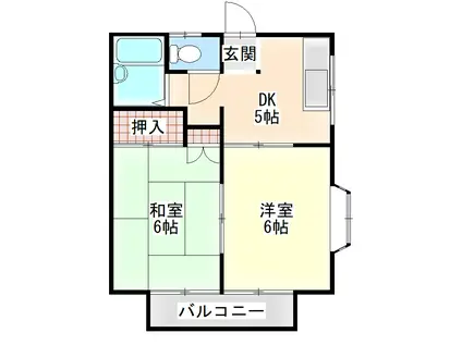 カーサ白里(2DK/2階)の間取り写真
