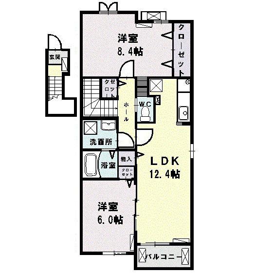 ドマーニ・W(2LDK/2階)の間取り写真