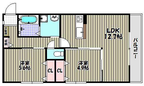 マノワール(2LDK/2階)の間取り写真