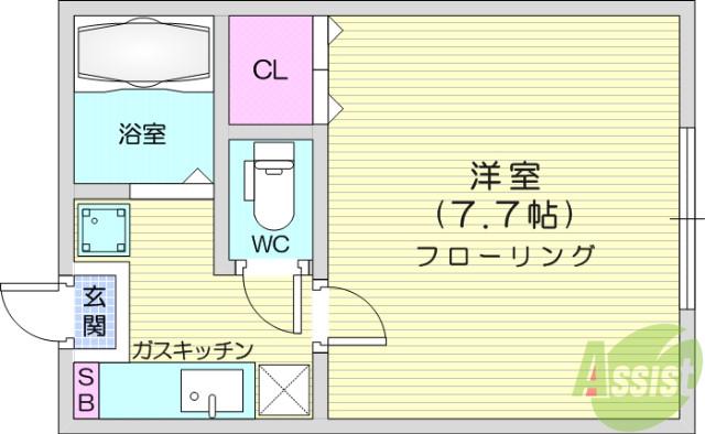 フォーブル北山(1K/1階)の間取り写真