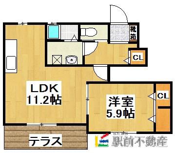 グリーンハイツ鷹取III(1LDK/1階)の間取り写真