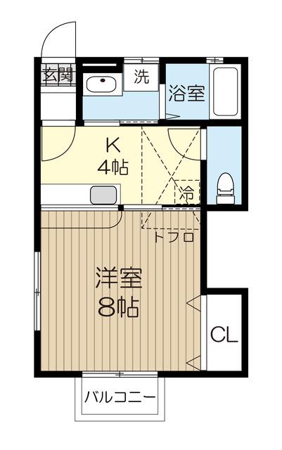 カーサヤマダ宮町(1K/1階)の間取り写真