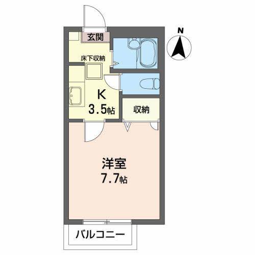 グランドール虹(1K/1階)の間取り写真