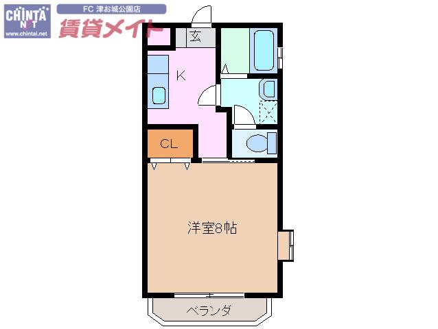 ティアラ町屋(1K/2階)の間取り写真