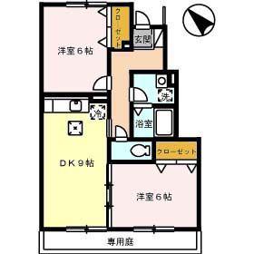 ウェルス17(2DK/1階)の間取り写真