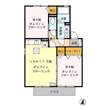 MAISON DE FONTAINE(2LDK/1階)の間取り写真