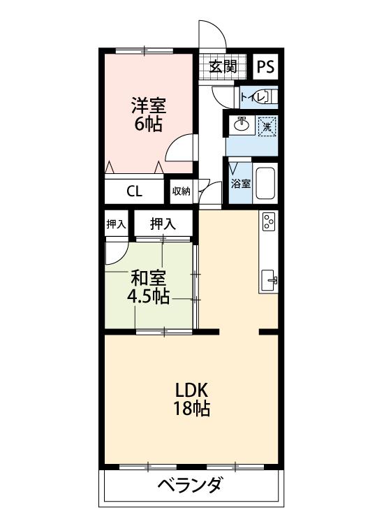 サンモール清水(2LDK/4階)の間取り写真
