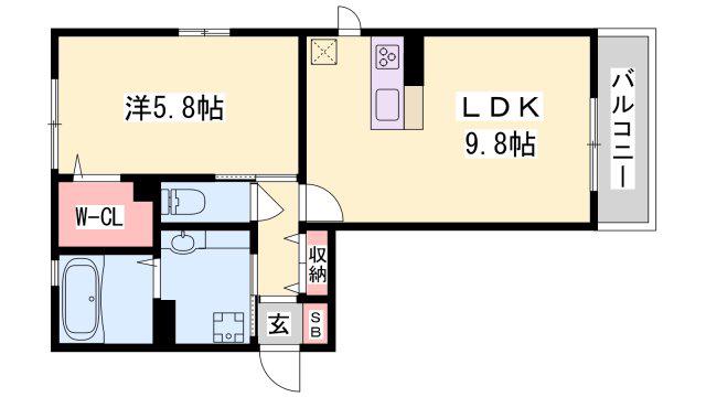 SPIDER(1LDK/2階)の間取り写真