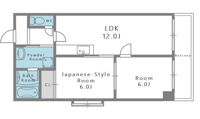 ロイヤルハイツ土佐堀(2LDK/9階)の間取り写真
