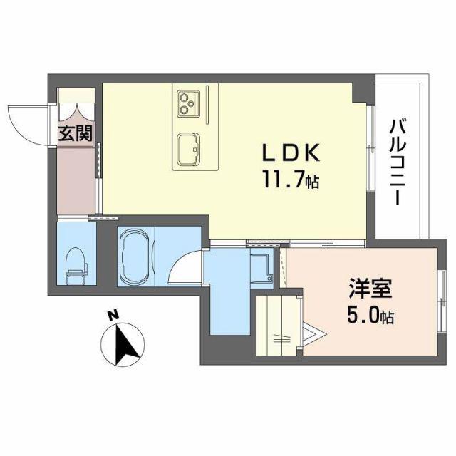 シャーメゾン コア八日町(1LDK/2階)の間取り写真